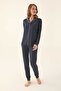 Navy Blue Women's Shirt Pajamas - 2