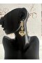 Stainless Steel Heart Dangle Zircon Stone Yellow Cube - 6