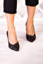Roland Black Satin Stone Pointed Toe Thin Goblet Heeled Evening Dress Shoes - 5