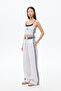 Patterned Stripe Detailed Elastic Waist Wide Leg Trousers Karmelange - 3