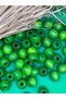 22 mm Green Wooden Beads (50 Gr 13 Pieces) Wide Hole Diameter 8 mm Macrame Bag Bracelet Jewelry Colorful - 3
