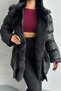 Alessi Black Long Fur Inside Premium Quality Waterproof Inflatable Women's Coat Suitable for Hijab - 7