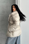 Alessi Beige Long Fur Inside Premium Quality Waterproof Inflatable Women's Coat Suitable for Hijab - 4