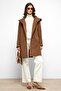 Hooded Punto Stitch Detailed Coat Taba 3102 - 3