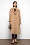 Punto Stitch Detailed Back Pleated Medium Length Cashmere Coat Biscuit 3113