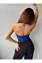 Women's Backless Buckle Detailed Sleeveless Crop Blouse Cobalt Blue - 5
