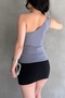 Women's One Shoulder Floral Detailed Blouse Gray - 5