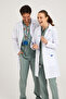 Women's White Classic Collar Doctor Apron Nurse Pharmacist Teacher Laboratory - Alpaca Fabric - 8