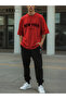 Usa Fit Printed - Oversize Red T-Shirt & Black Pants Jogger Men's Tracksuit Set - 3