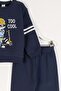 Boy's Tracksuit Set "Too Cool" Printed Sweatshirt & Bottoms - 4