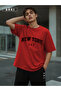 Usa Fit Printed - Oversize Red T-Shirt & Black Pants Jogger Men's Tracksuit Set