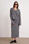 6961 Women's Knitwear Sweater Skirt Set Anthracite - 3
