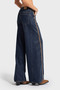 Women's T.Kot Color 2w5-8 Palazzo Fit Side Stripe Suede Detail Inseam 80 cm 100% Cotton Denim Jeans - 4