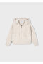 Girl's Hooded Furry Knitted Jacket Cream - 4
