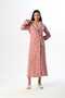 Women's Pink Jacquard Shawl Collar Lace Winter Special Design Full Length Dressing Gown - 3