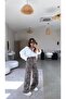 Leopard Patterned Silk Satin Trousers - 6