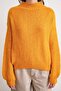 6700 Women's Stand Collar Balloon Knitwear Sweater Mustard - 5