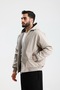 Hooded Cream Gabardine Oversize Bomber Jacket - 6
