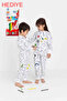 Long-Sleeve Colorable Kids' Pajama Set with Cute Characters and Coloring Pen Gift - 4