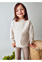 Beige Girl's Embroidered Blouse and Leggings Set 4721