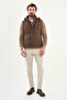 Striped Slim Fit Hooded Puffer Men's Vest Brown - 40950.25K - 3