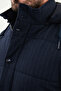 Striped Slim Fit Hooded Puffer Men's Vest Navy Blue - 40950.25K - 2