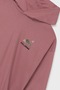 Girl's Printed Hooded Sweatshirt with Drawstring Hem - Dusty Rose - 3
