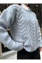 Hair Knitted Patterned Soft Textured Ribbed Knitwear Sweater 1101 - Blue - 2
