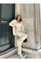 Women's Cream Crop Blouse Cardigan Pants 3-Piece Winter Knitwear Set - 3