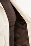 Straight Slim Fit Zippered Bag Pocket Judge Collar Trousers Coat Ecru - 17164.25K - 6
