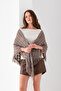 Openwork Tassel Women's Triangle Shawl - Soft and Stylish Textured Shoulder Scarf |   Hand-Knitted Look