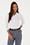Women's White Basic Polo Neck Sweatshirt 50307755-Vr013 - 3