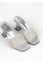 Eight Rows of Stones Transparent Heeled Evening Dress Slippers - 4