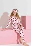 Women's Pink Heart Patterned Front Buttoned Mother-Daughter Combination Suede Velvet Winter Warm Pajama Set - 6