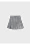 Girl's Glittery Hair Braid Patterned Pleated Knitwear Skirt - Silver - 2