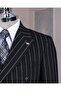 Italian Style Slim Fit Double Breasted Men's Single Jacket Black T14336 - 3