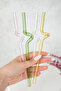 Glass Straw Set - Set of 4 Colorful Borosilicate Twisted Design with Cleaning Brush Gift - 4