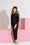 Women's Black New Year Pattern Front Buttoned Mother-Daughter Combination Suede Velvet Winter Warm Pajama Set - 6