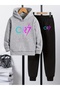 Children's Printed Hooded Sweatshirt and Sweatpants Set 3 Thread Raster for Autumn/Winter