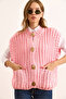 Women's Pink Thick Knitted Cardigan with Large Buttons Hrk-19000382 - 5