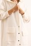 Women's Ecru Premium Pocketed Snap Fastener Puffer Jacket Cardigan Hrk-19000378 - 6