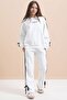 White Girl's Stripe Detailed 3-Thread Ribbed Suit 21514 - 3