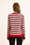 Women's Ecru Striped Soft Textured Viscose Blend Knitwear Blouse Blz-19003096 - 2