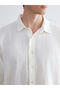 Ecru Comfortable Fit Long Sleeve Dobby Men's Shirt - 3