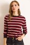 Women's Burgundy Striped Soft Textured Viscose Blend Knitwear Blouse Blz-19003096 - 4