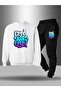 Children's Printed Crew Neck Sweatshirt and Sweatpants Set 3 Thread Raster for Autumn/Winter