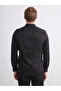 Black Slim Fit Long Sleeve Dobby Men's Shirt - 7