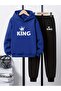 Children's Printed Hooded Sweatshirt and Tracksuit Set 3-Thread Brushed Inside for Autumn/Winter