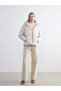 Ecru Hooded Women's Puffer Coat - 3