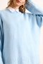Women's Baby Blue Crew Neck Thick Banded Oversize Knitwear Sweater Kzk-19000988 - 6